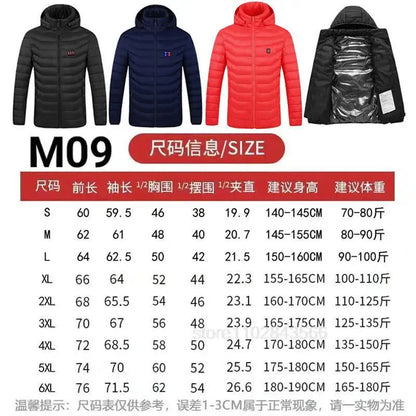 Men Heated Jacket USB Electric Heated Coat Hunting Hiking Camping Outdoor Skiing Heating Jacket Camping Heated Clothing