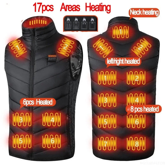 Heated Vest Jacket Fashion Men Women Coat Clothes Intelligent  Electric Heating Thermal Warm Clothes Winter Heated Hunt