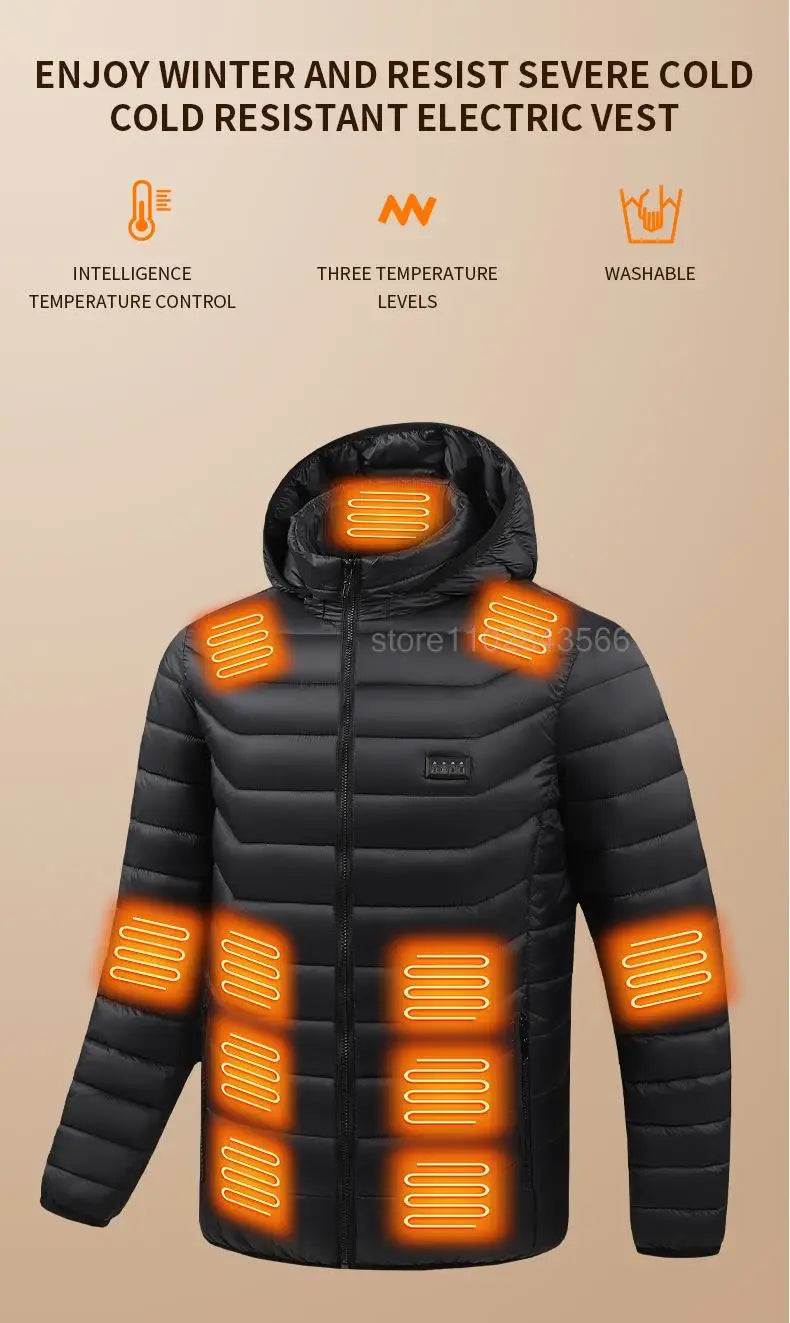 Men Heated Jacket USB Electric Heated Coat Hunting Hiking Camping Outdoor Skiing Heating Jacket Camping Heated Clothing