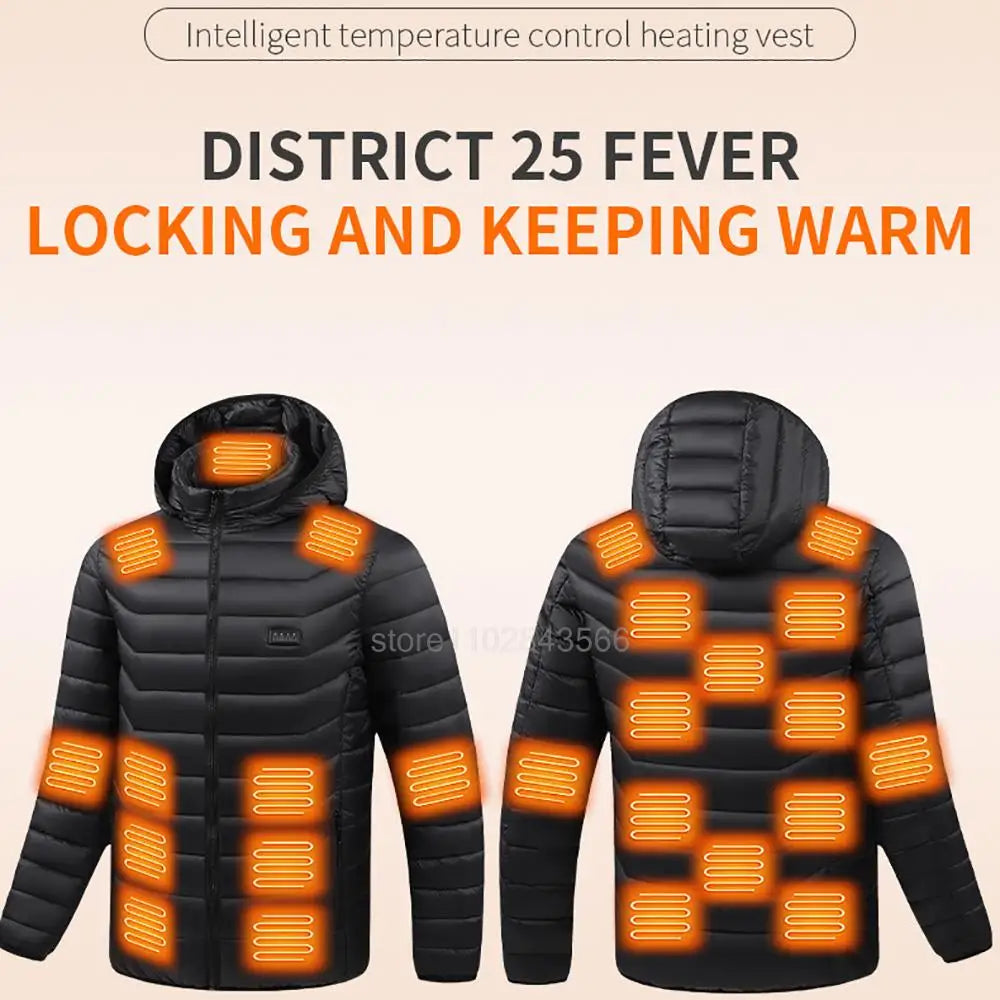 Men Heated Jacket USB Electric Heated Coat Hunting Hiking Camping Outdoor Skiing Heating Jacket Camping Heated Clothing