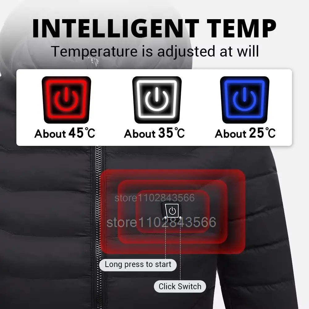 Men Heated Jacket USB Electric Heated Coat Hunting Hiking Camping Outdoor Skiing Heating Jacket Camping Heated Clothing