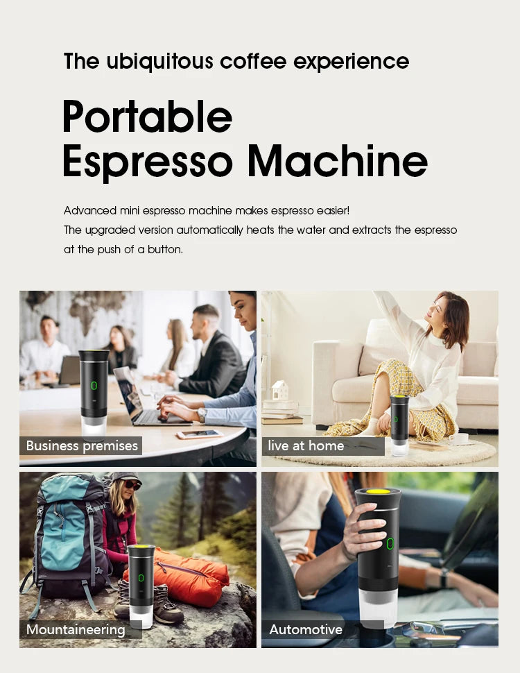 Thermp-Flex Portable Wireless 3-in-1 Espresso Maker | Capsule & Powder Travel Coffee Machine for Car, Home, and Camping