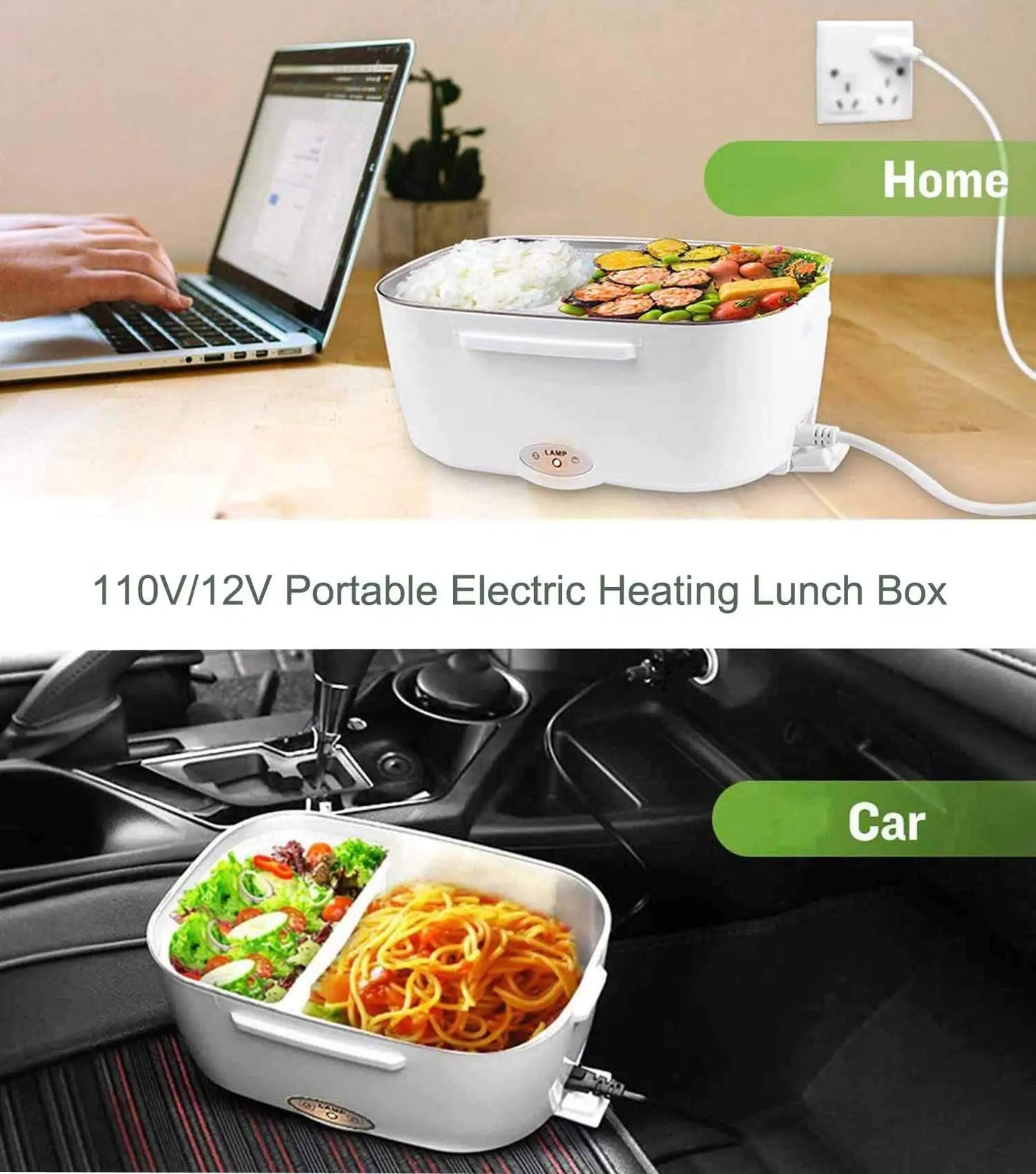 Thermo-Flex 1.5 L Electric Lunch Box Food Warmer Lunchbox for Car Home Leak proof 2 Compartments 12V 24V 110V 220V Pot